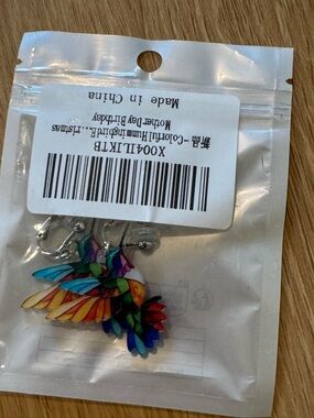 Colorful Hummingbird Dangle Earrings - Multicolor